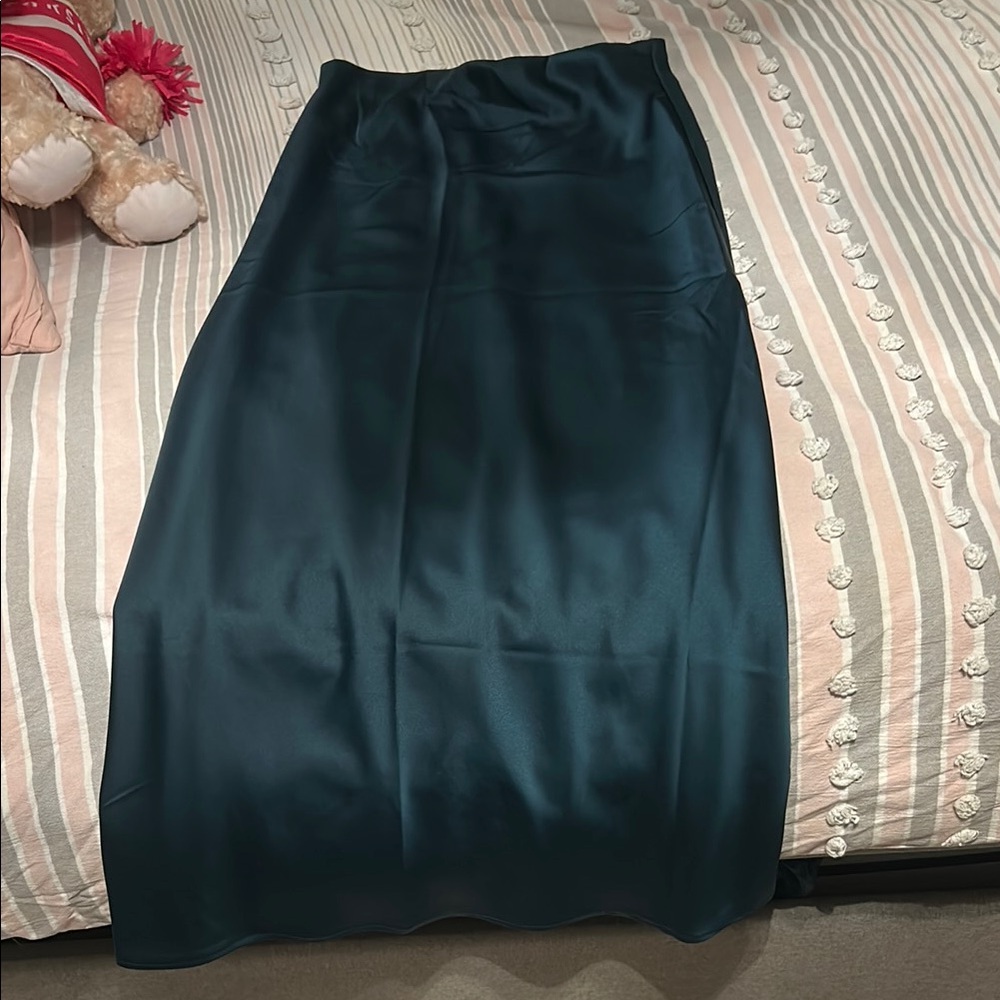 Elegant Teal Satin Skirt